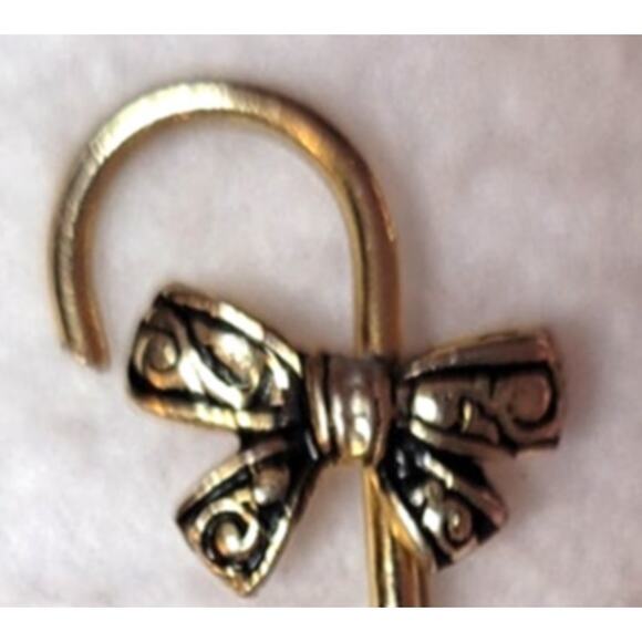 Vintage Damascene Umbrella Parasol With Bow Signed Spain Brooch Pin 2.25" - Picture 4 of 6